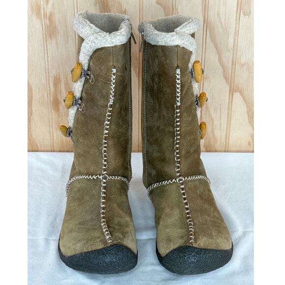 Keen Kaley Nubuck Leather Faux Toggle Closure Sherpa Boots Women’s Size 7 - Picture 3 of 8